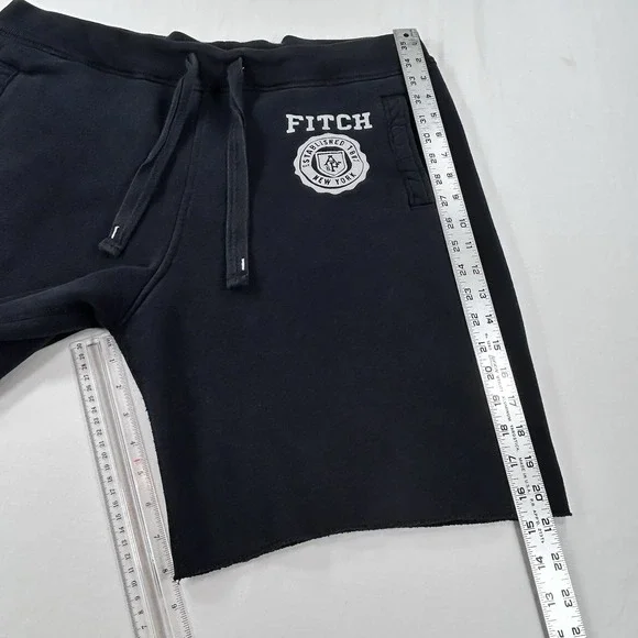 Abercrombie & Fitch Shorts Men XL Black Sweat 8" Fleece Graphic Casual Y2K - Picture 5 of 8